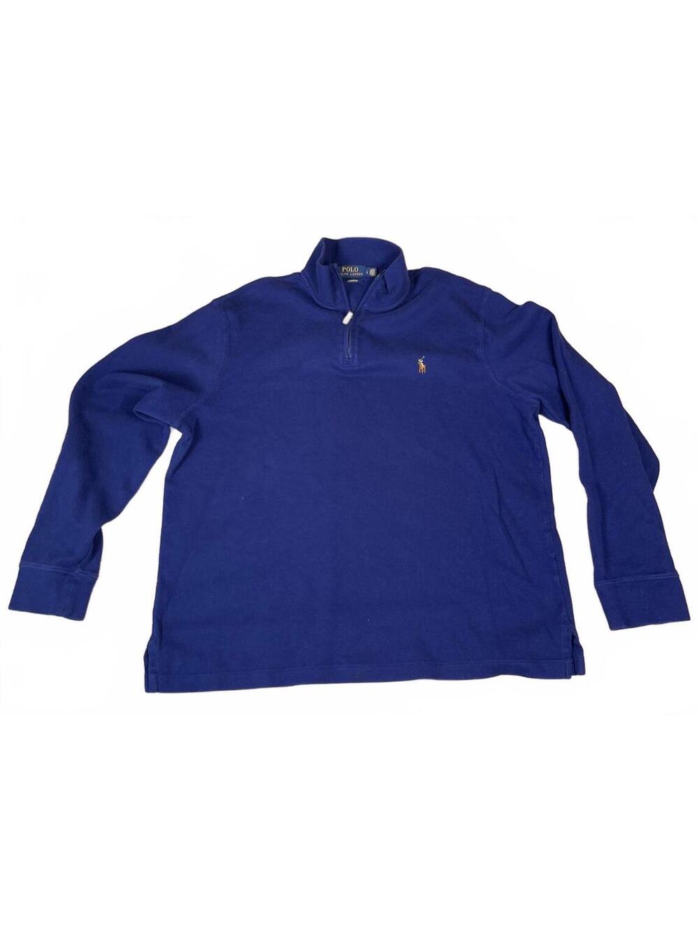 Blue Polo Ralph Lauren Estate Rib Quarter Zip Pullover Sweater Large